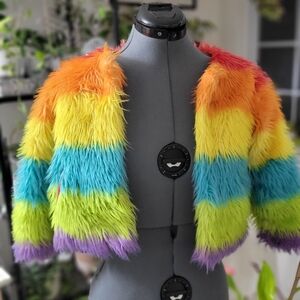 Colorful Faux Fur Kids Jacket